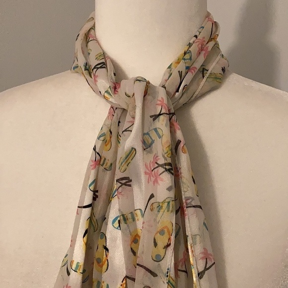 Vacation Theme - Flip-Flops & Palm Trees Fashion Scarf - Picture 2 of 7